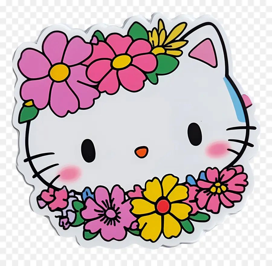 Stiker Hello Kitty，Kucing Dengan Bunga PNG