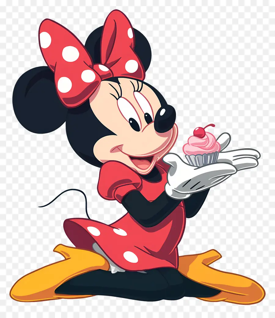 Minnie Tikus，Tikus Kartun Dengan Cupcake PNG