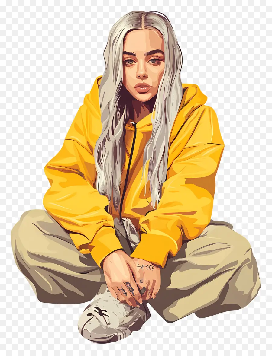 Billie Eilish，Orang Dengan Hoodie Kuning PNG