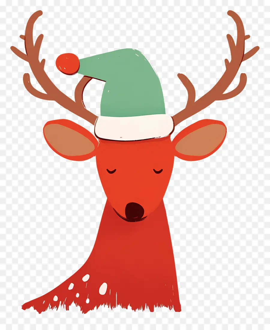 Rusa Natal，Rusa Kutub Dengan Santa Hat PNG