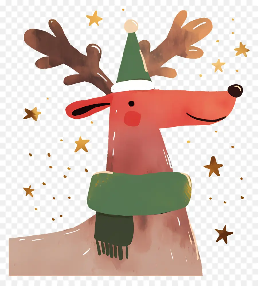 Rusa Natal，Rusa Kutub Dengan Santa Hat PNG