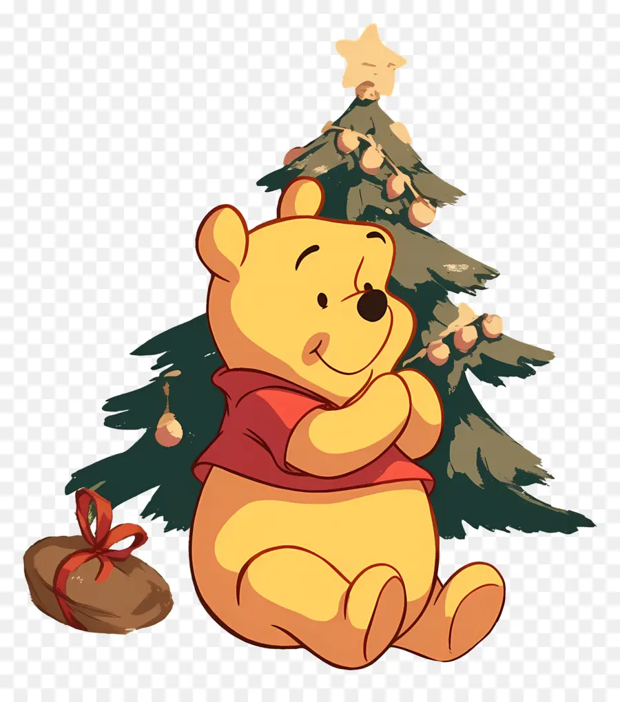 Winnie Si Beruang，Beruang Dengan Pohon Natal PNG