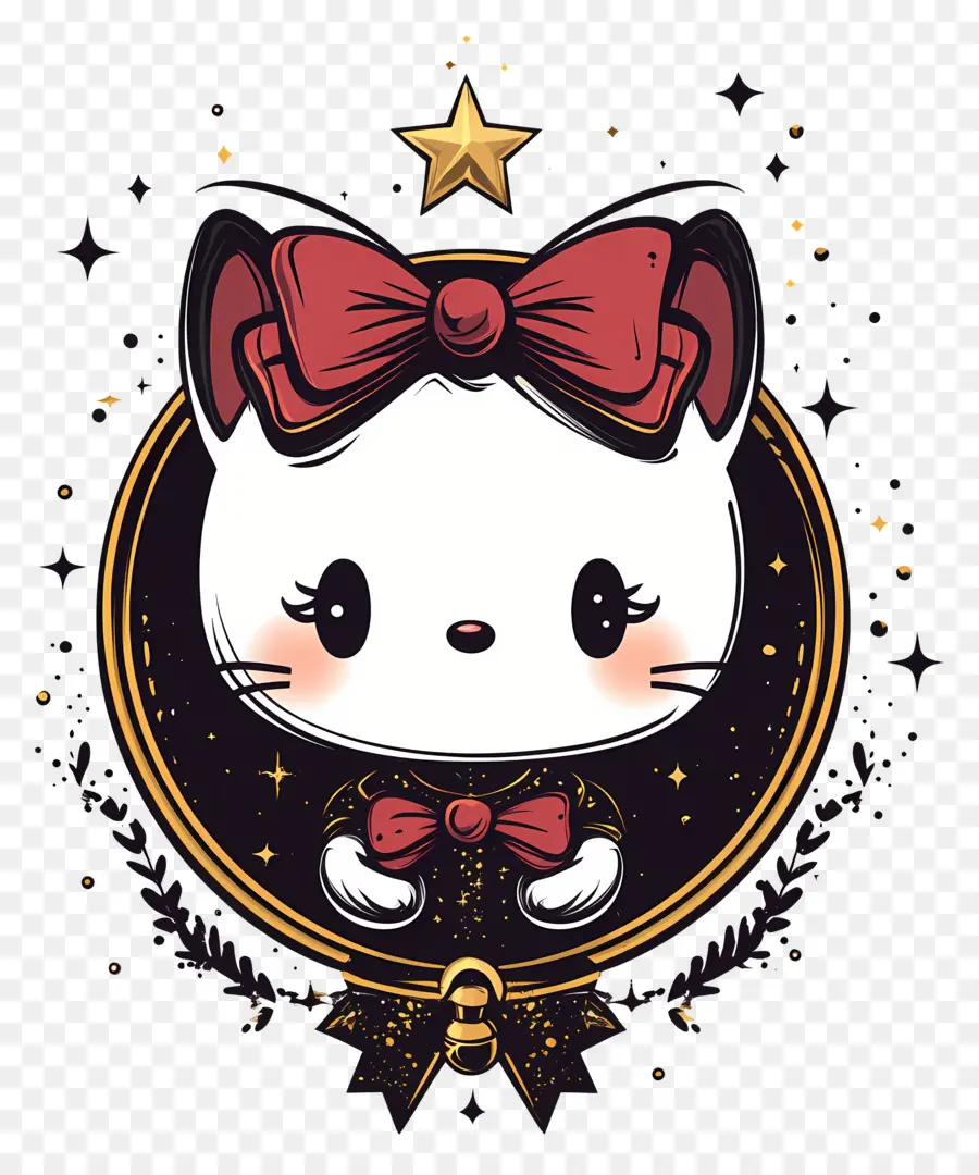 Stiker Hello Kitty，Kucing Dengan Bintang PNG