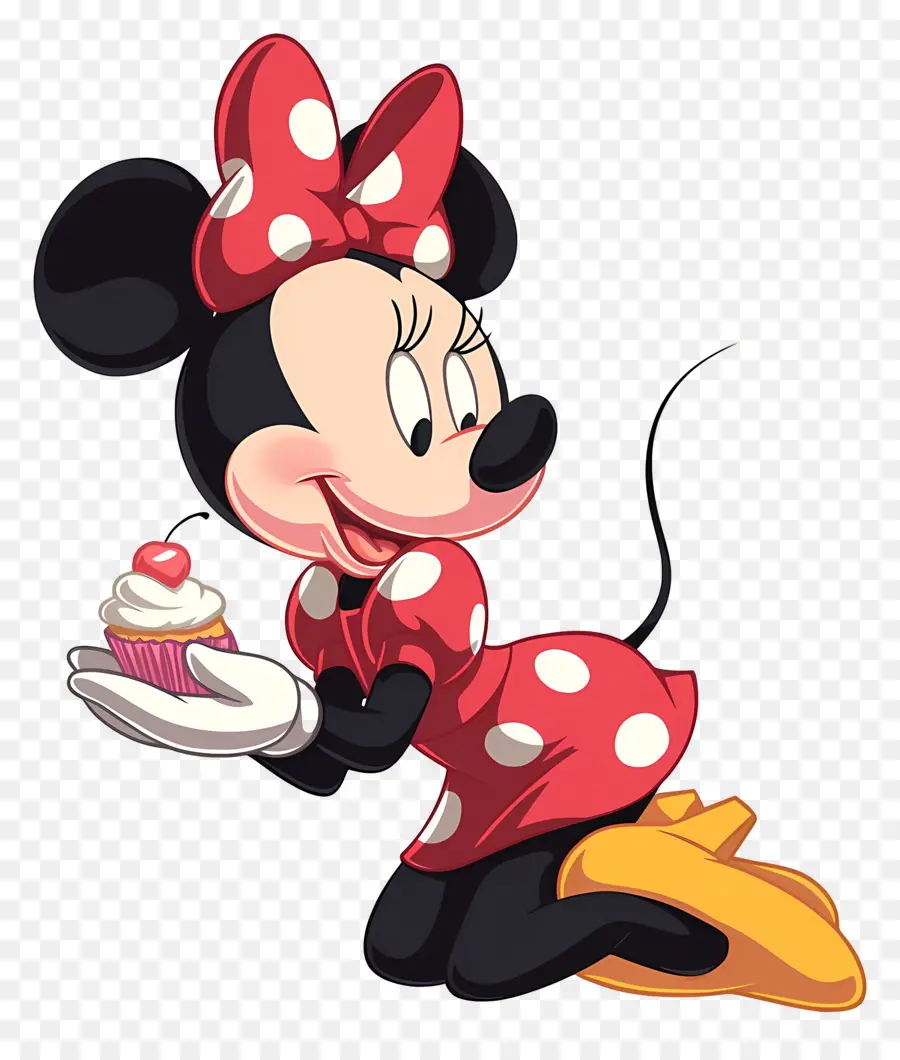 Minnie Tikus，Tikus Kartun Dengan Cupcake PNG