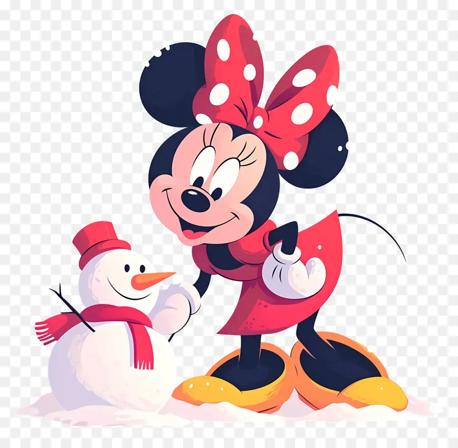 Minnie Tikus，Minnie Mouse Dengan Manusia Salju PNG