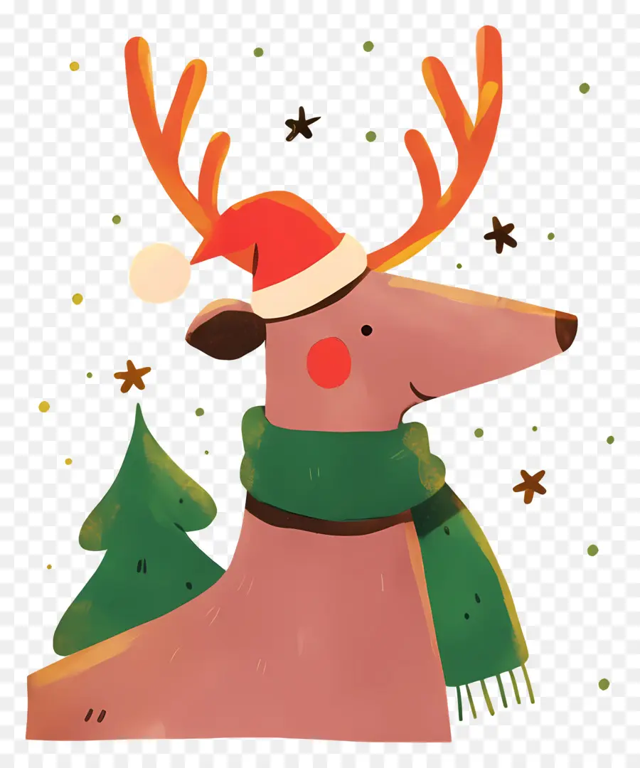 Rusa Natal，Rusa Kutub Dengan Syal PNG