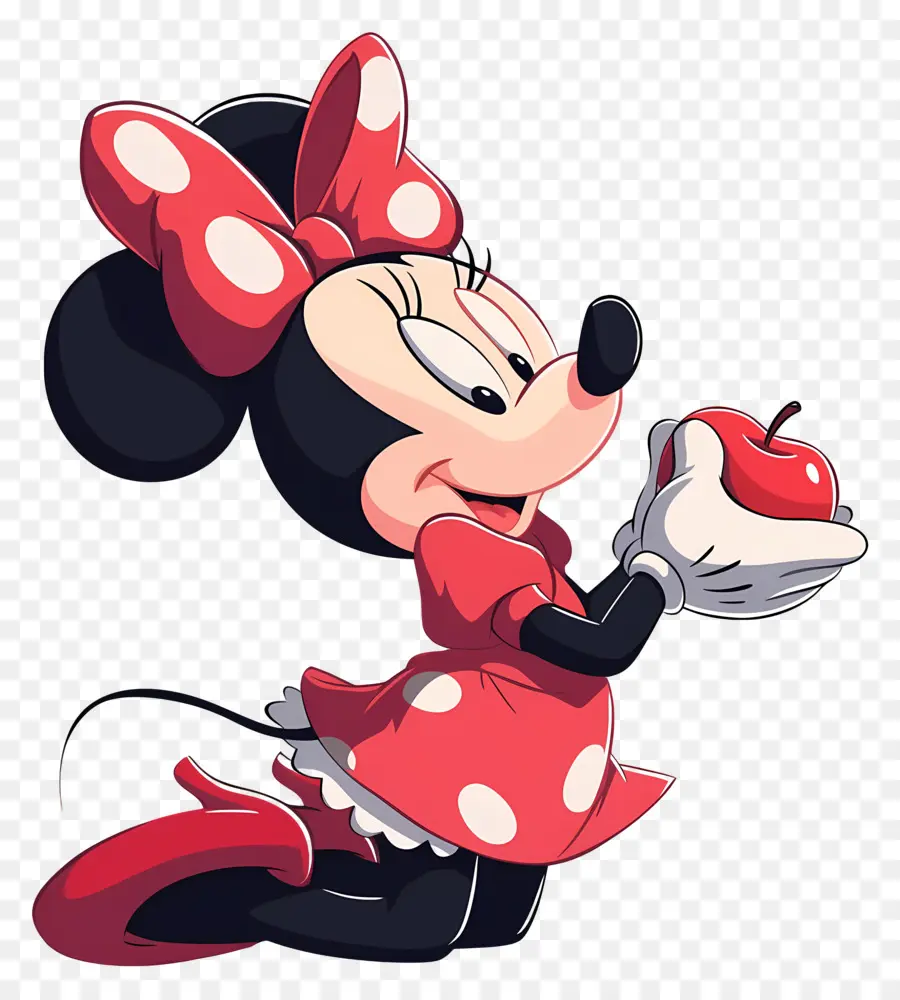 Minnie Tikus，Minnie Mouse Dengan Apple PNG