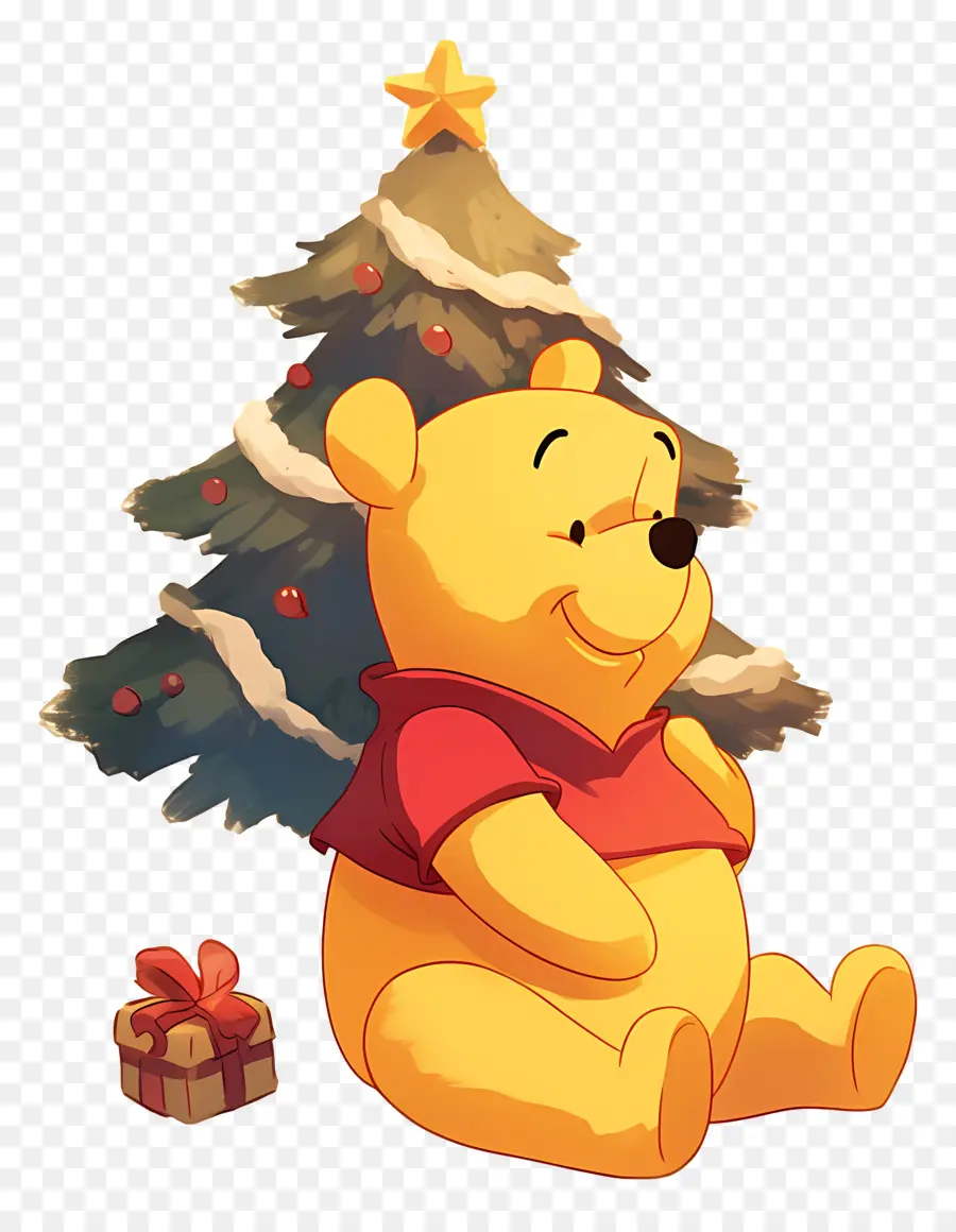 Winnie Si Beruang，Beruang Dengan Pohon Natal PNG