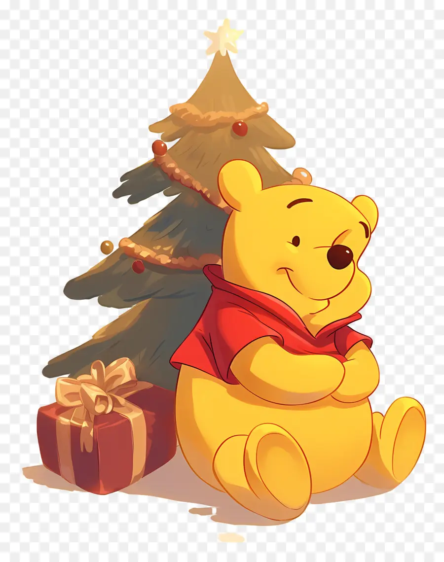 Winnie Si Beruang，Beruang Dengan Pohon Natal PNG