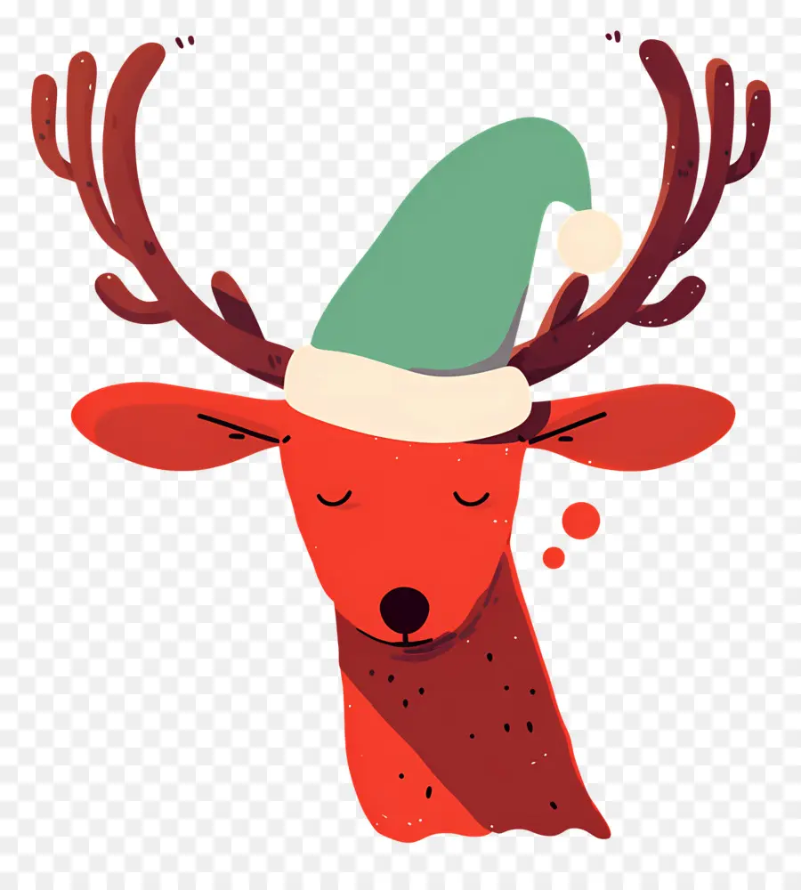 Rusa Natal，Rusa Kutub Dengan Santa Hat PNG