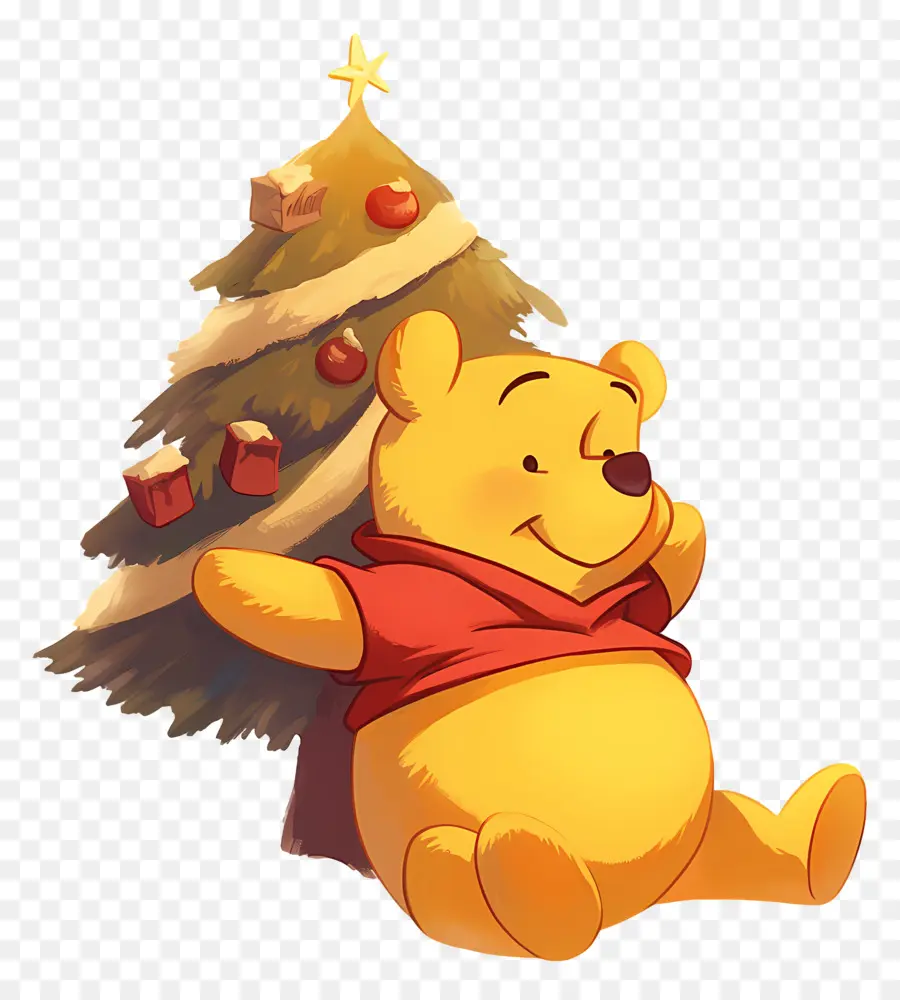 Winnie Si Beruang，Beruang Dengan Pohon Natal PNG