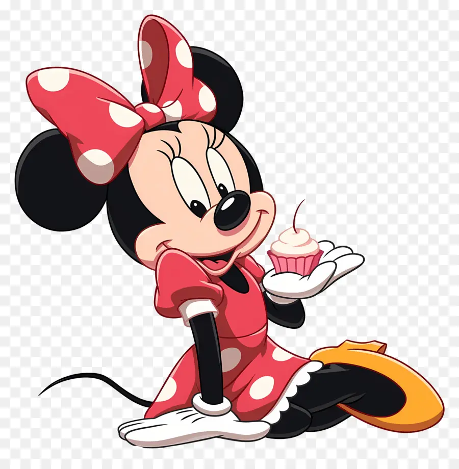 Minnie Tikus，Tikus Kartun Dengan Cupcake PNG