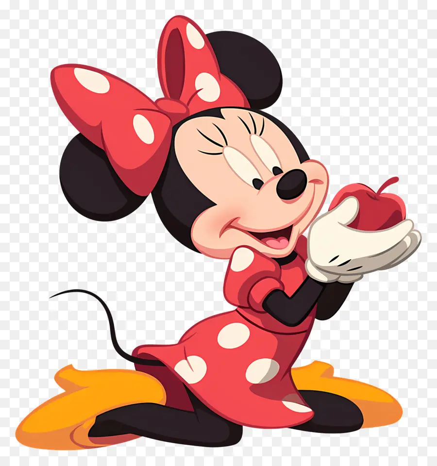 Minnie Tikus，Minnie Mouse Dengan Apple PNG