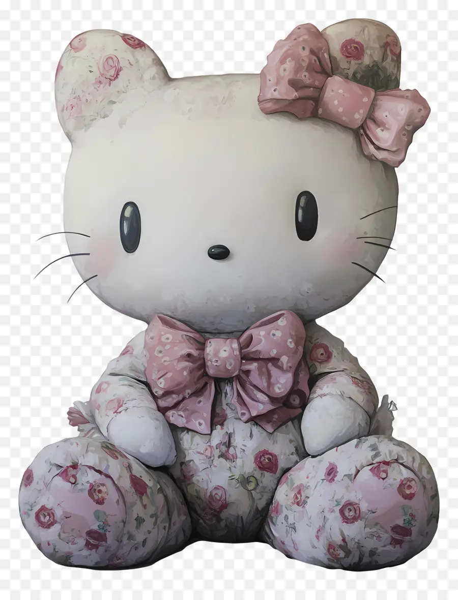 Stiker Hello Kitty，Kucing Bermotif Bunga PNG