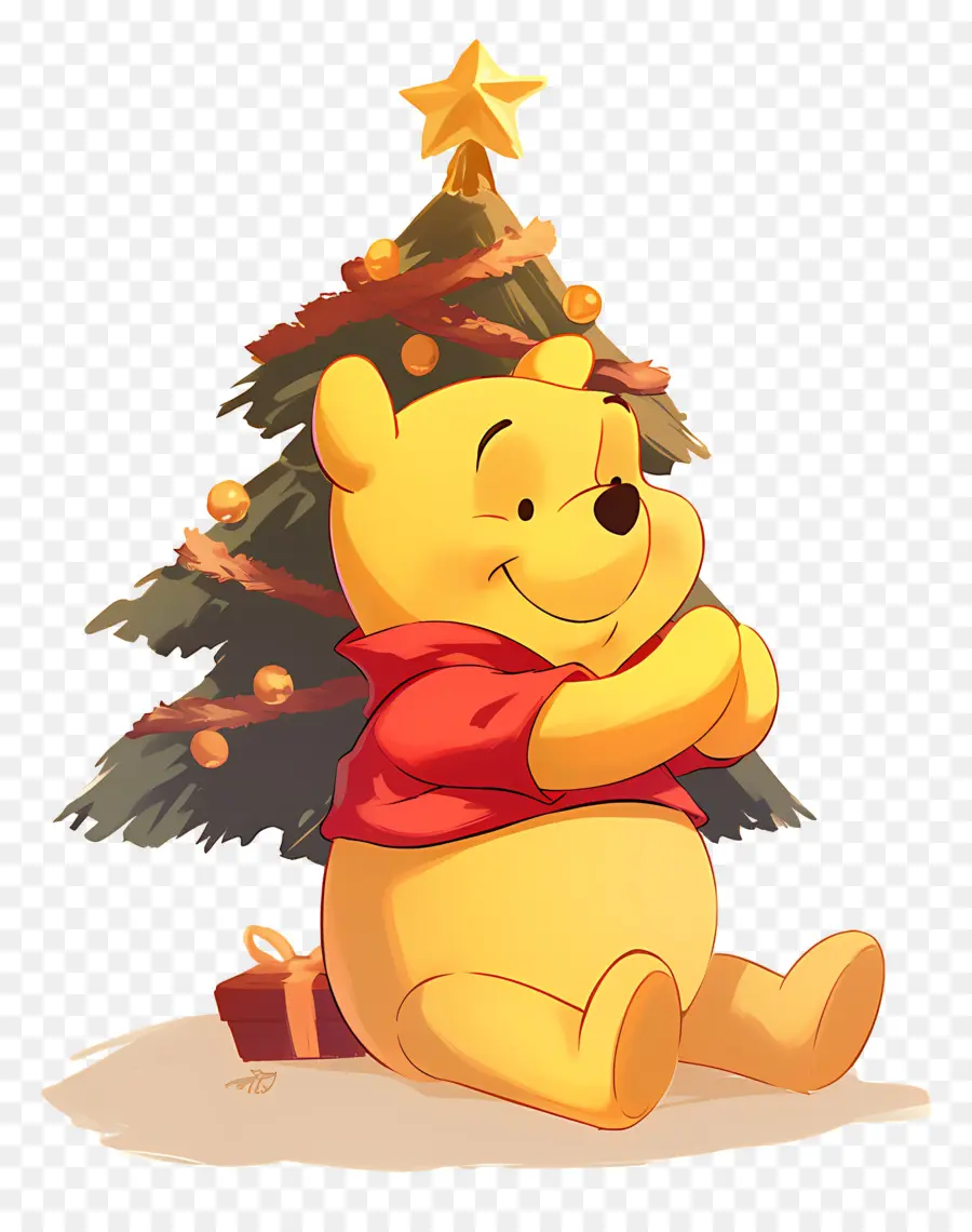 Winnie Si Beruang，Beruang Dengan Pohon Natal PNG