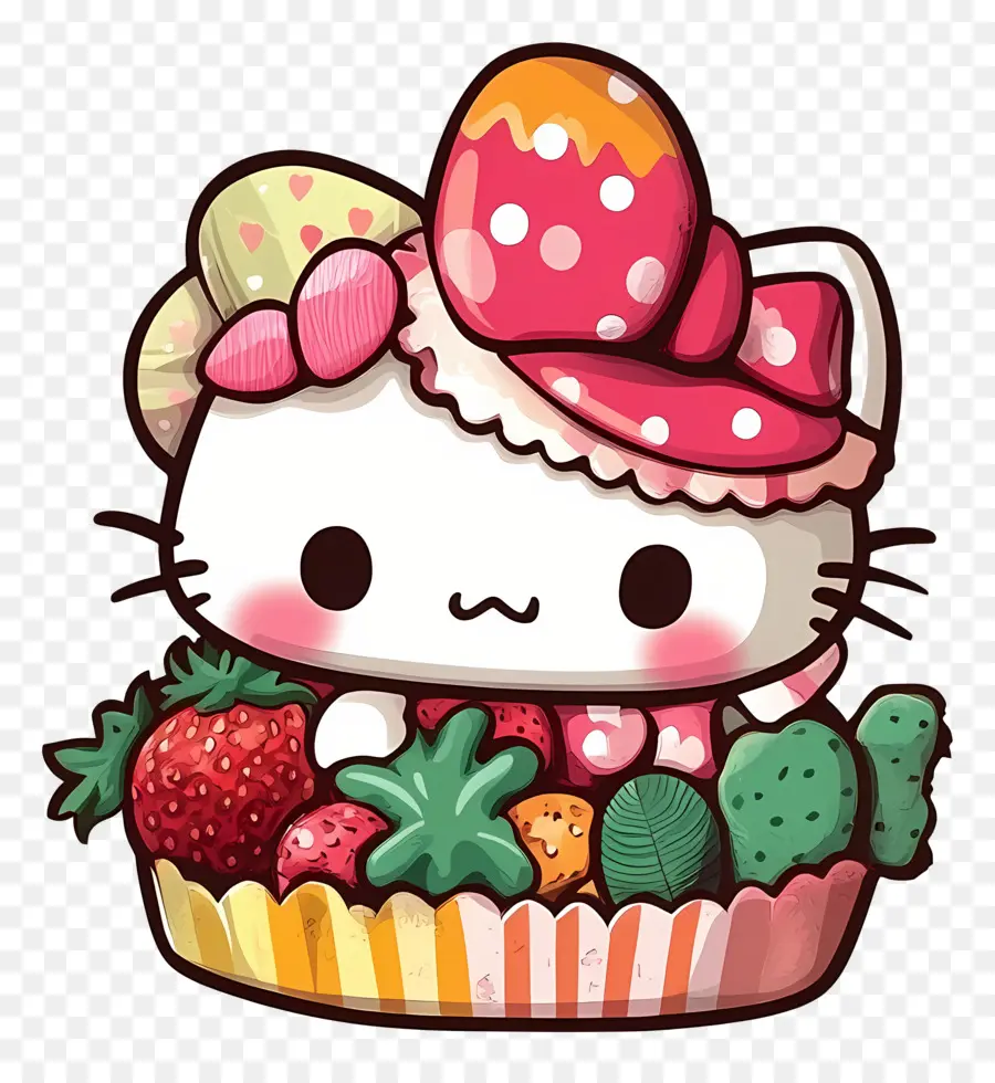 Stiker Hello Kitty，Kucing Dengan Buah PNG