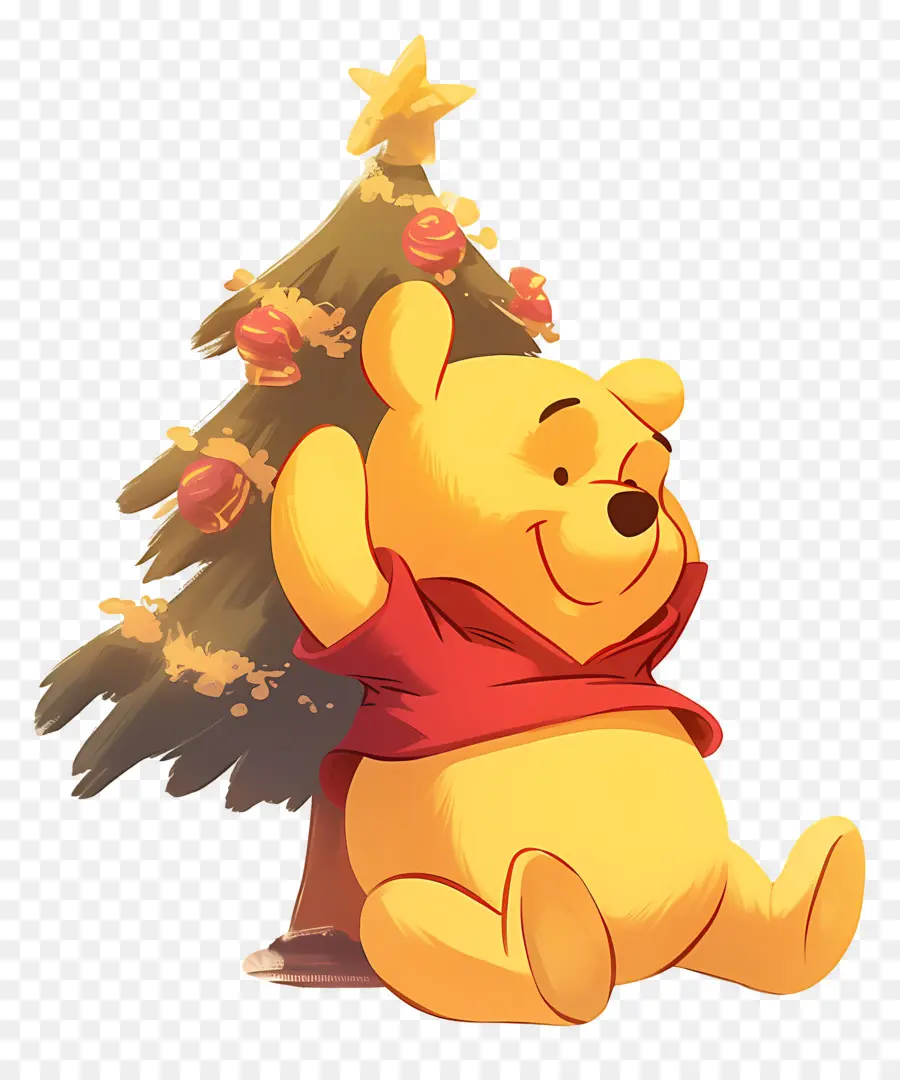 Winnie Si Beruang，Beruang Dengan Pohon Natal PNG