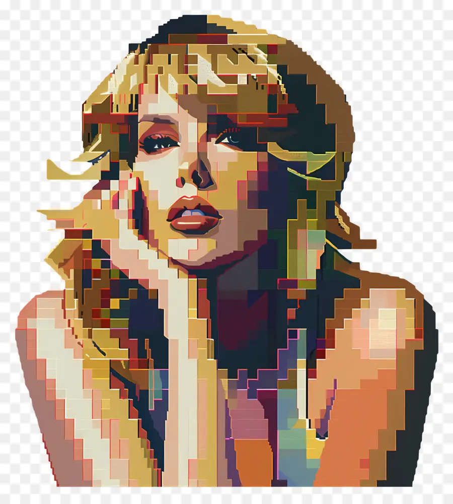 Piksel Taylor Swift，Potret Wanita Piksel PNG