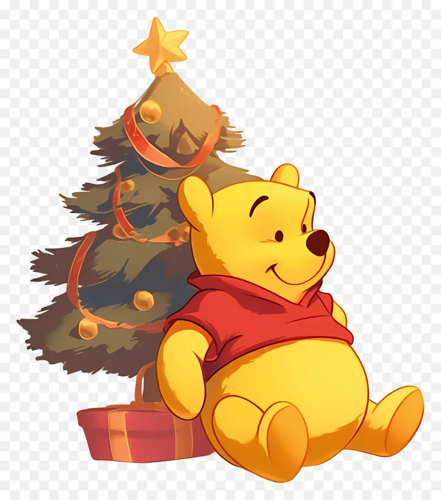 Winnie Si Beruang，Beruang Dengan Pohon Natal PNG