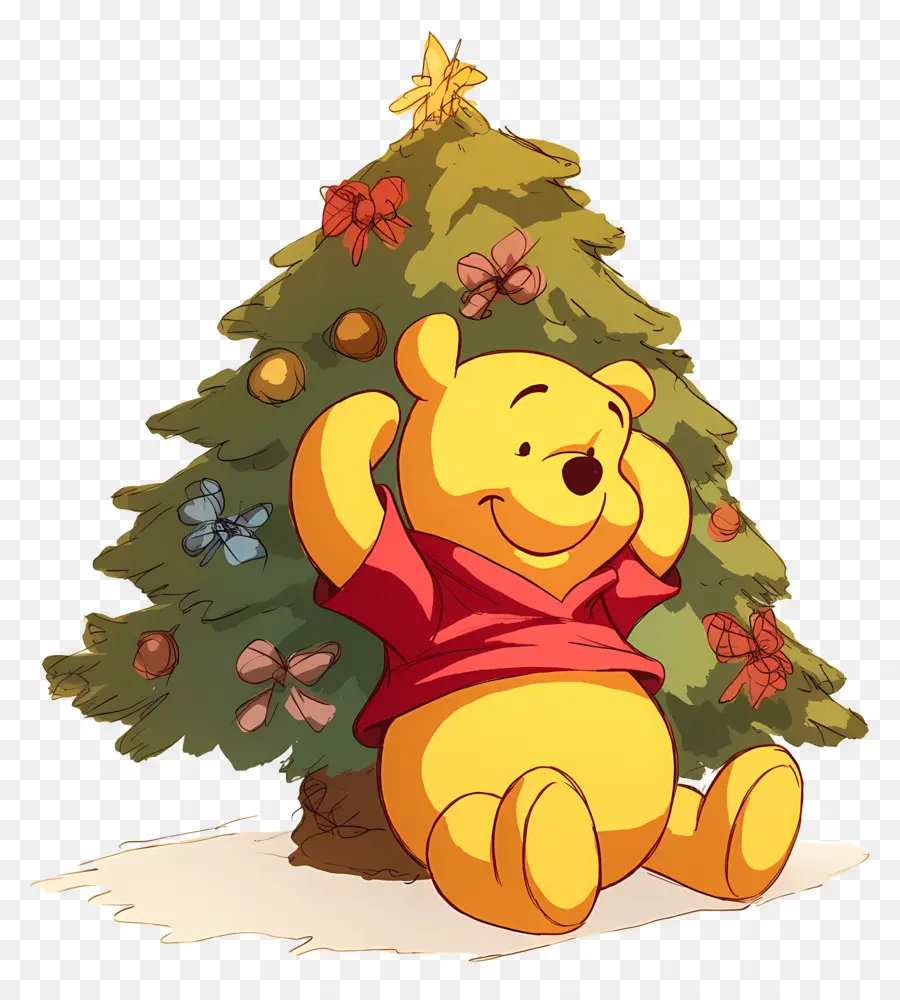 Winnie Si Beruang，Beruang Dengan Pohon Natal PNG