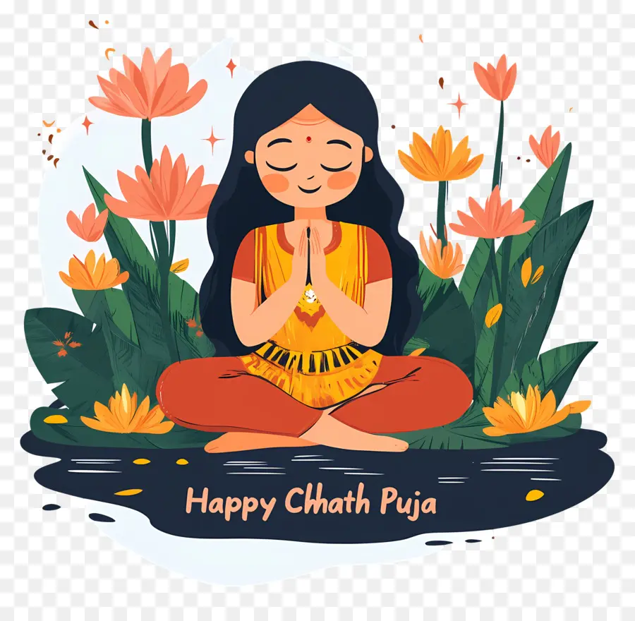 Selamat Chhath Puja，Wanita Yang Bermeditasi PNG