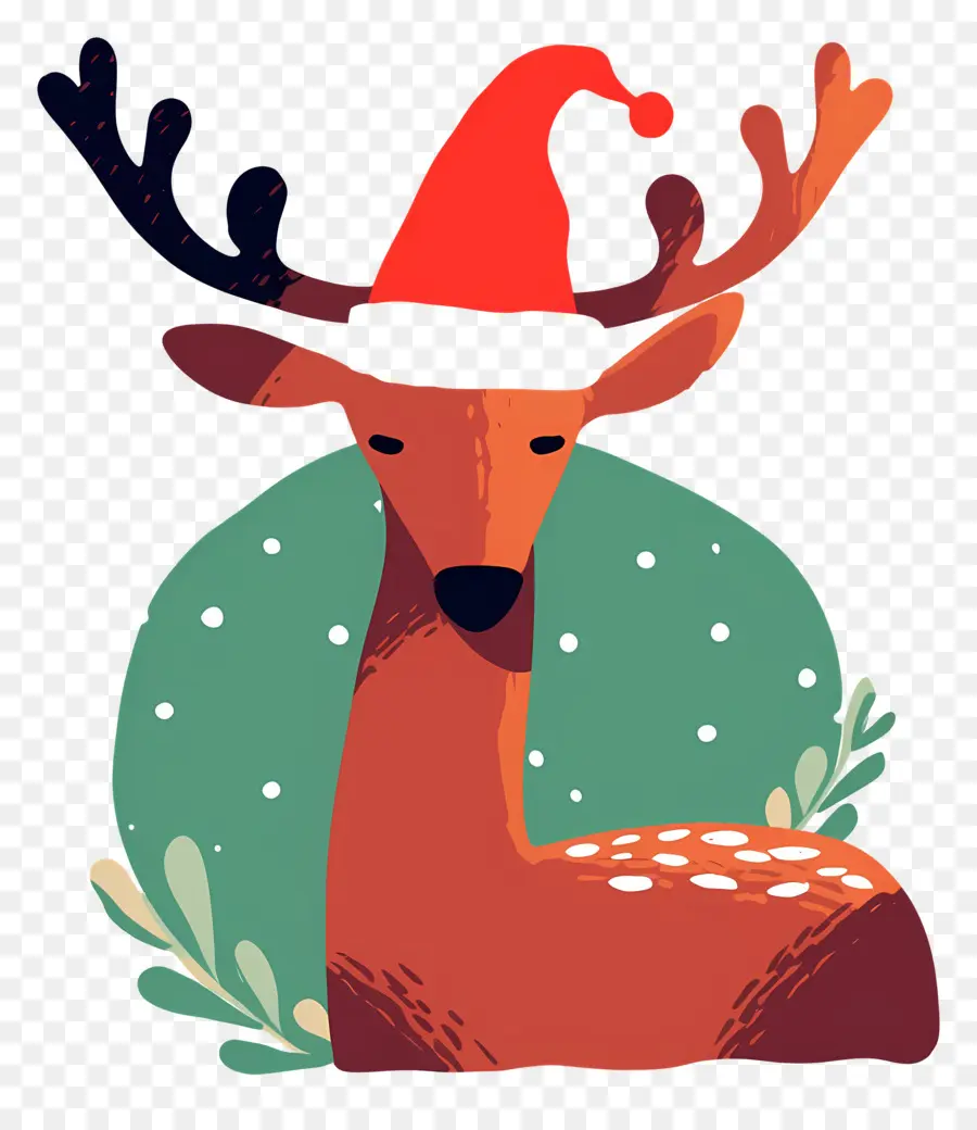 Rusa Natal，Rusa Kutub Dengan Santa Hat PNG