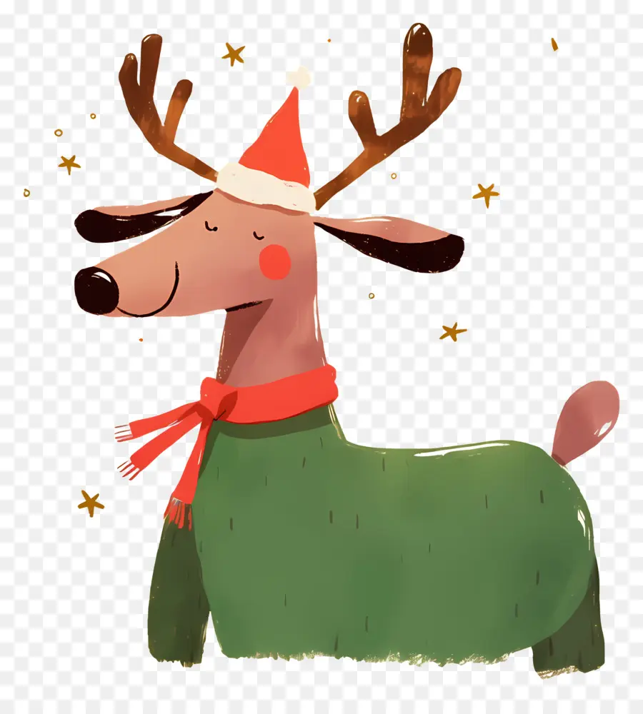 Rusa Natal，Rusa Kutub Dengan Santa Hat PNG