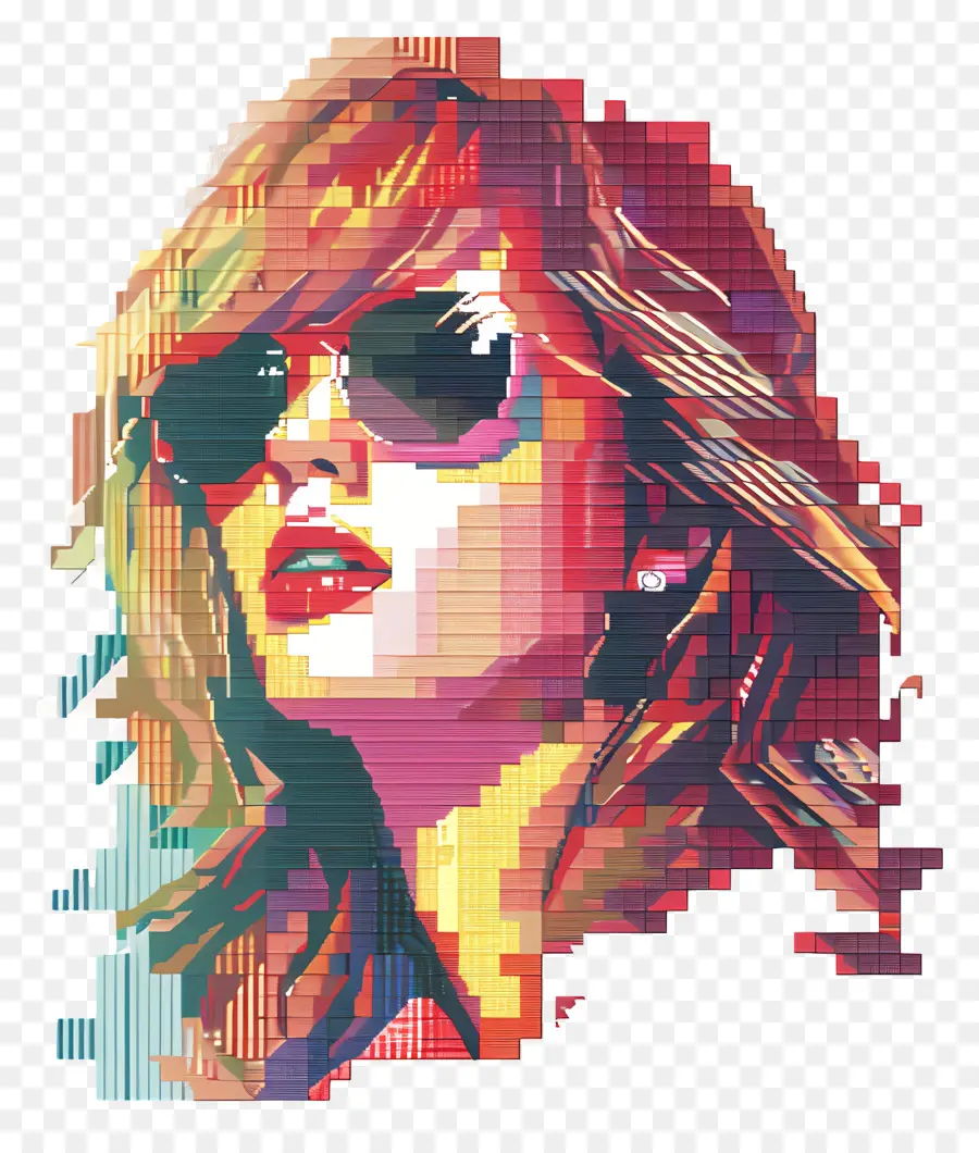 Piksel Taylor Swift，Wanita Seni Pixel Dengan Kacamata Hitam PNG