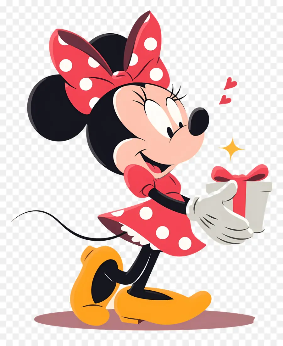 Minnie Tikus，Minnie Mouse Dengan Hadiah PNG