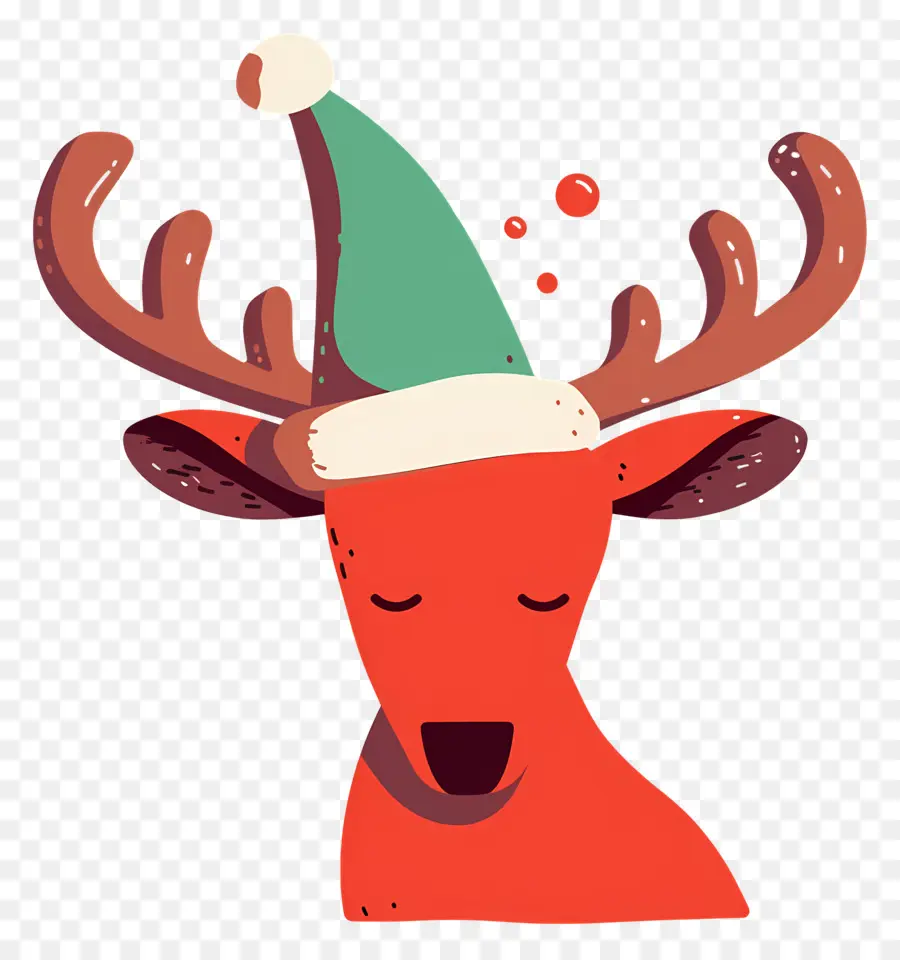 Rusa Natal，Rusa Kutub Dengan Santa Hat PNG