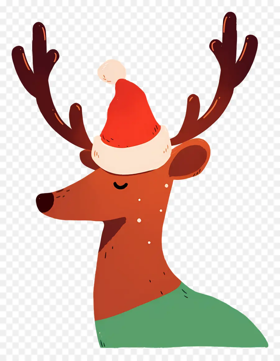 Rusa Natal，Rusa Kutub Dengan Santa Hat PNG