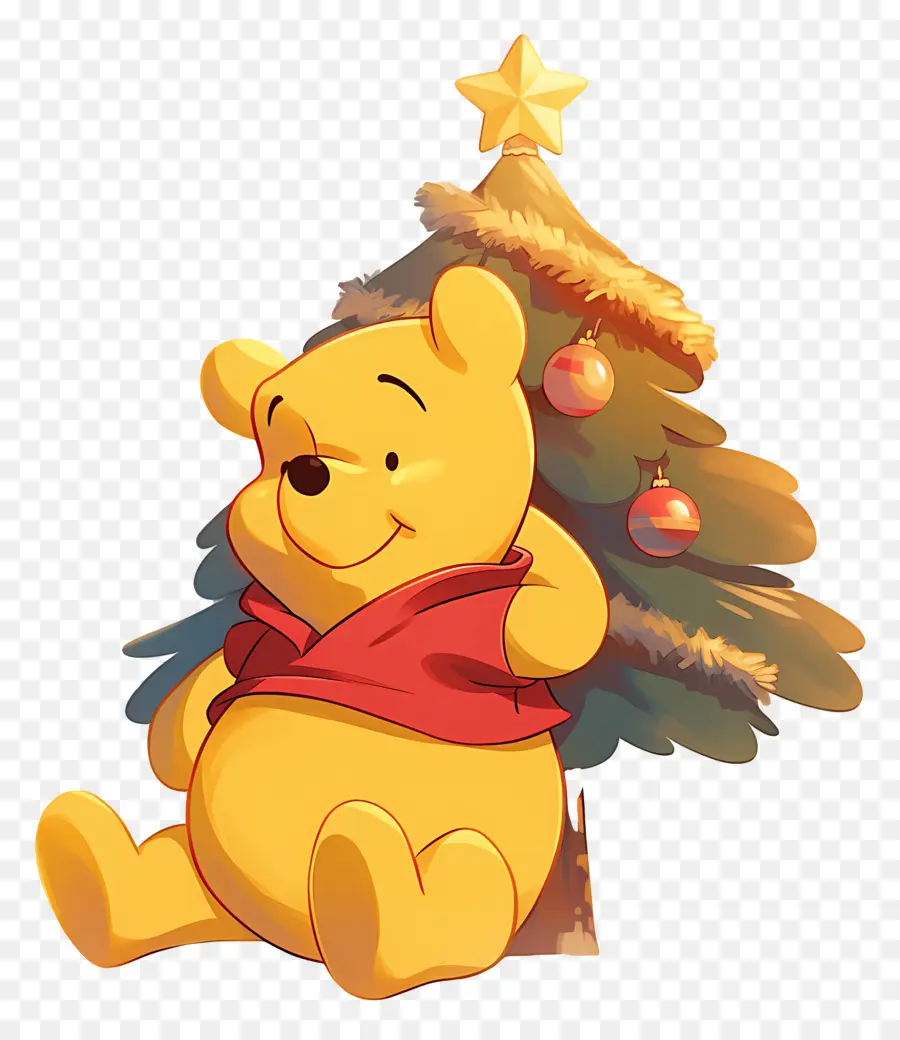 Winnie Si Beruang，Beruang Dengan Pohon Natal PNG