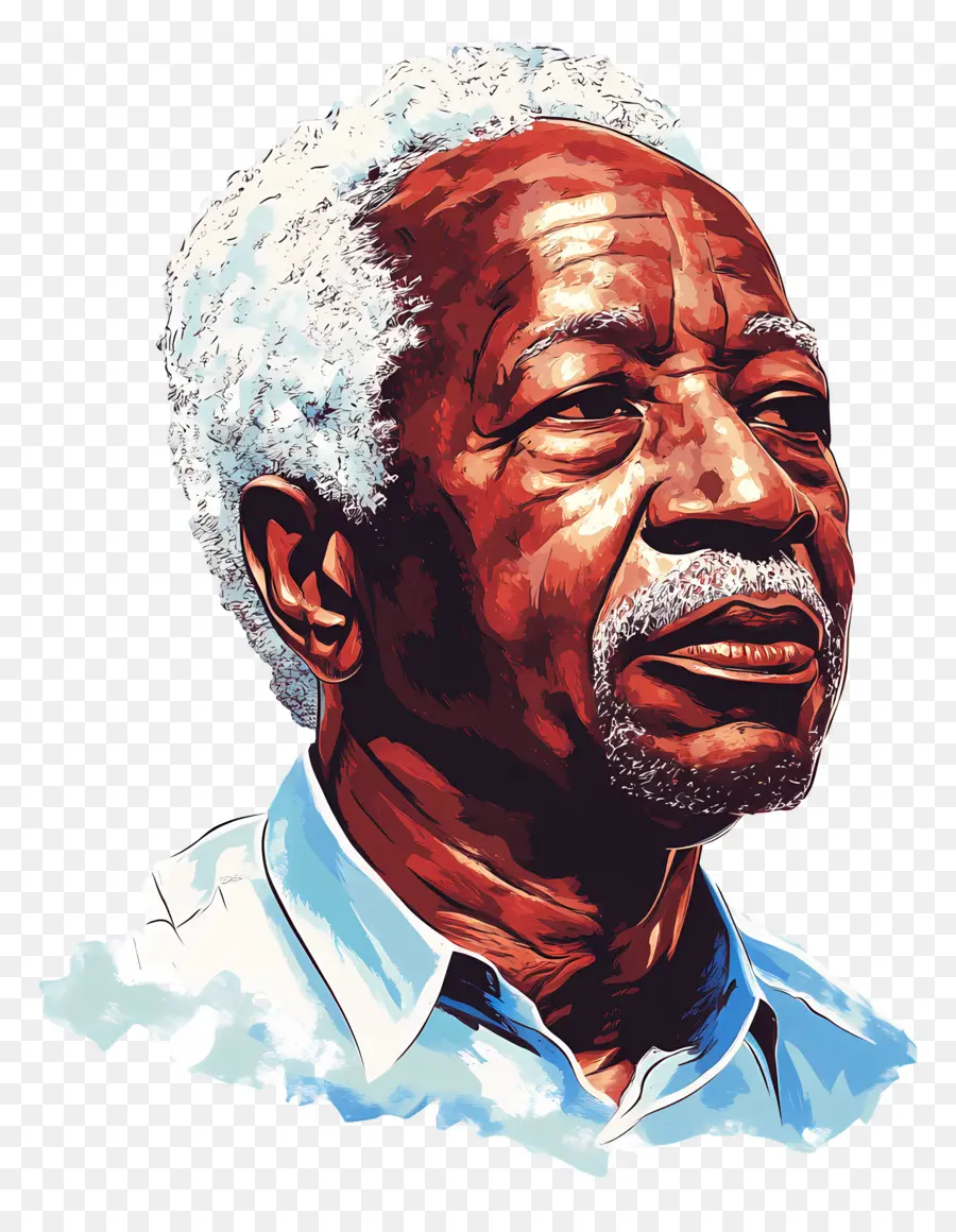 Julius Nyerere，Ilustrasi Warna Warni Pria Lanjut Usia PNG