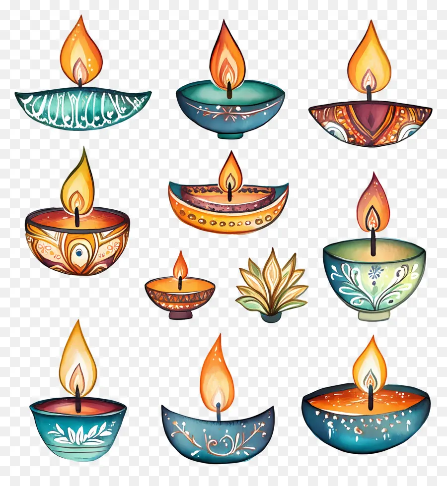 Lampu Minyak Diwali，Pastel Diya PNG