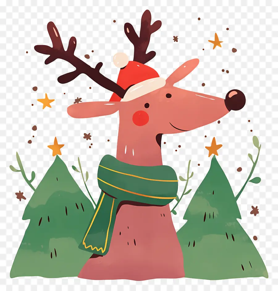 Rusa Natal，Rusa Kutub Dengan Syal PNG