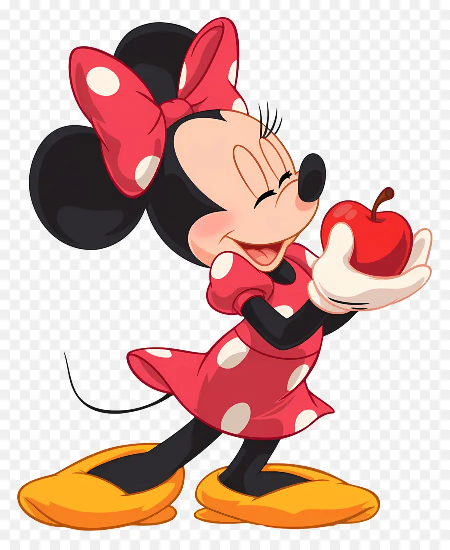 Minnie Tikus，Minnie Mouse Dengan Apple PNG