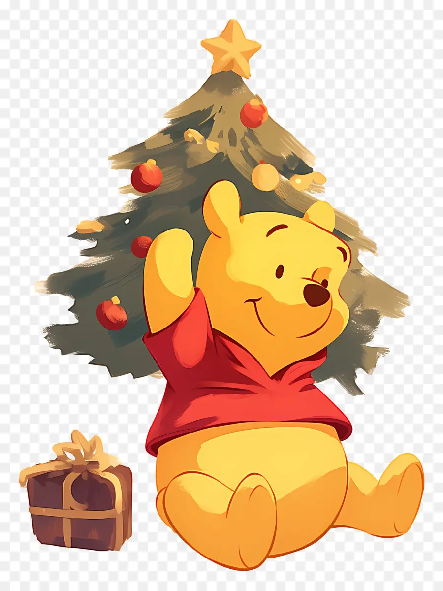 Winnie Si Beruang，Beruang Dengan Pohon Natal PNG