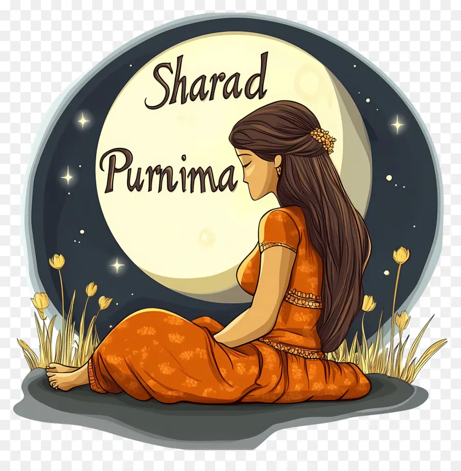 Syarad Purnima，Wanita Dengan Bulan PNG