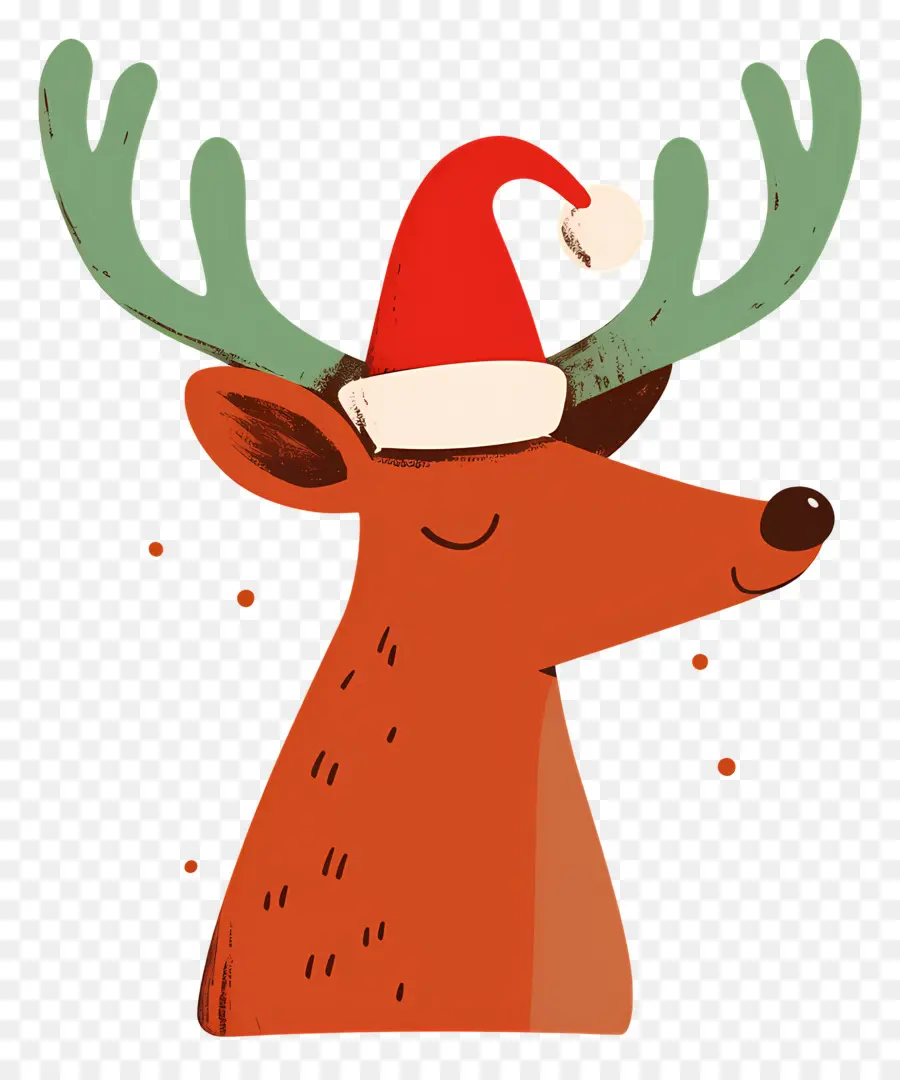 Rusa Natal，Rusa Kutub Dengan Santa Hat PNG