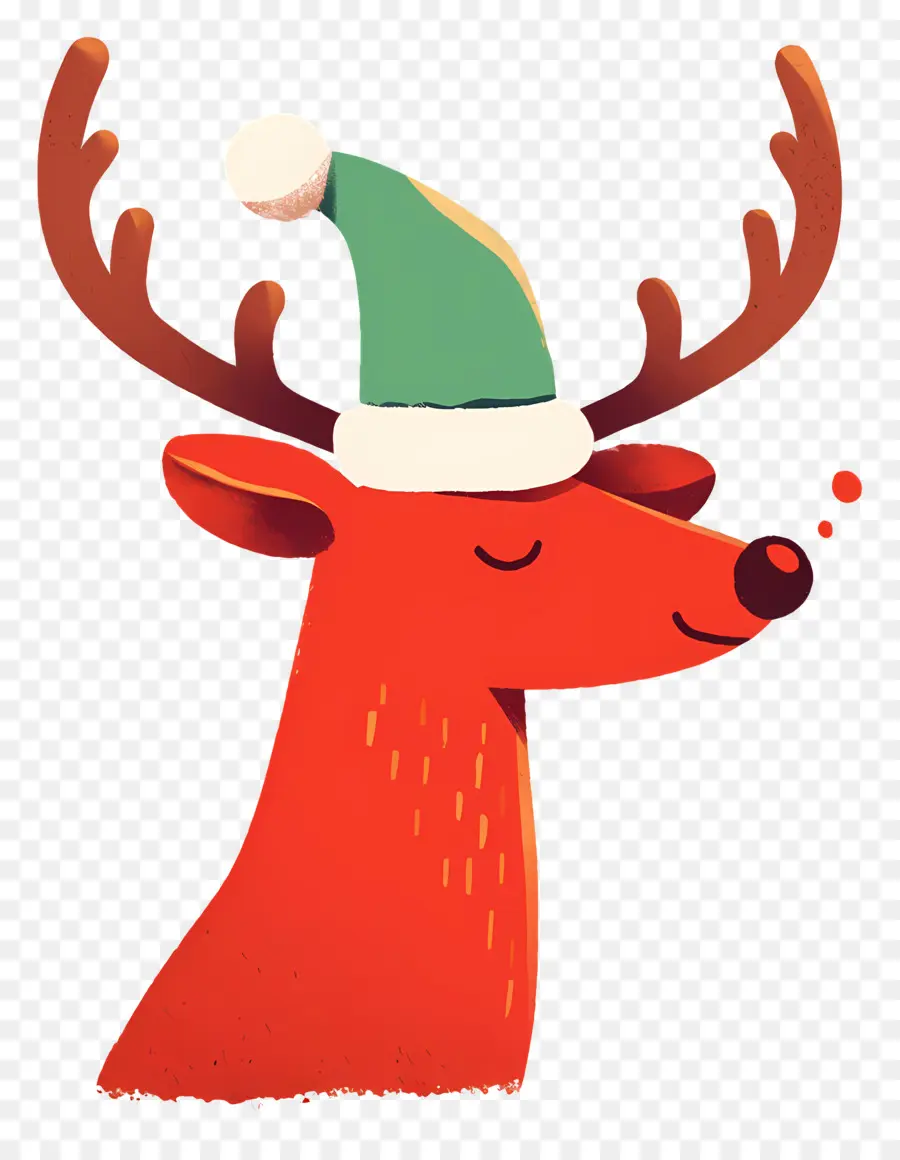 Rusa Natal，Rusa Kutub Dengan Santa Hat PNG