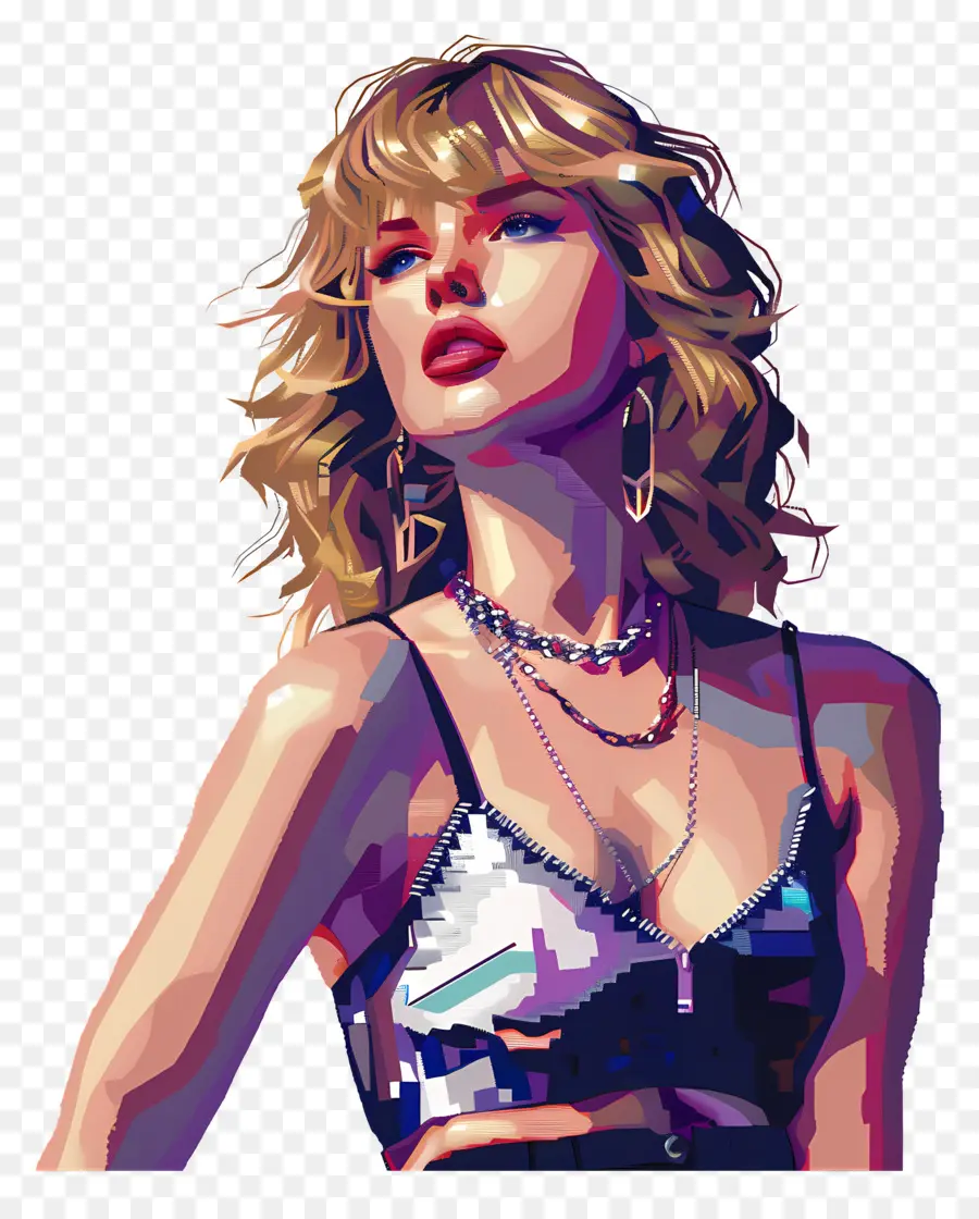 Piksel Taylor Swift，Potret Berwarna Warni PNG