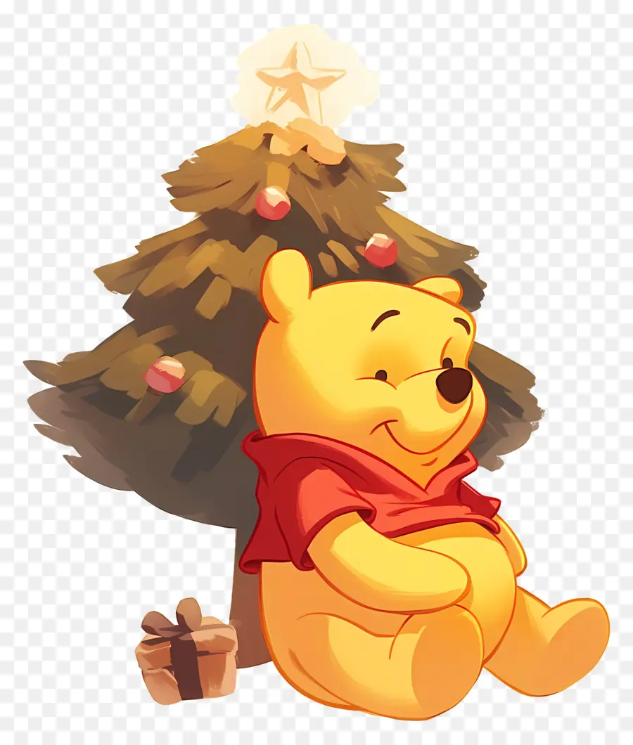 Winnie Si Beruang，Beruang Dengan Pohon Natal PNG