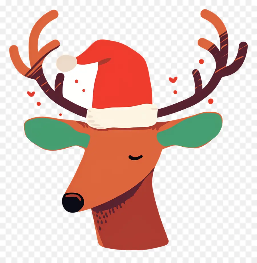 Rusa Natal，Rusa Kutub Dengan Santa Hat PNG