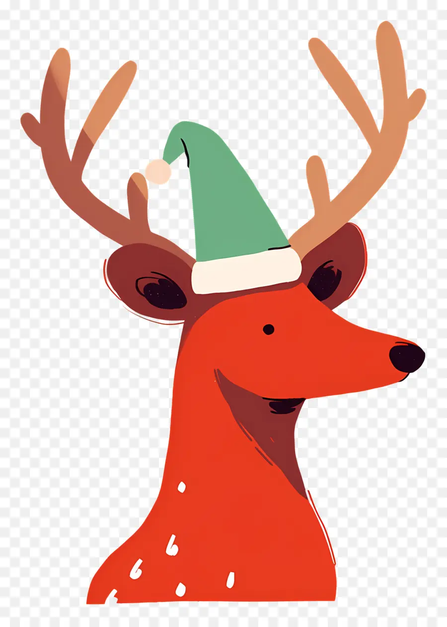 Rusa Natal，Rusa Kutub Dengan Santa Hat PNG