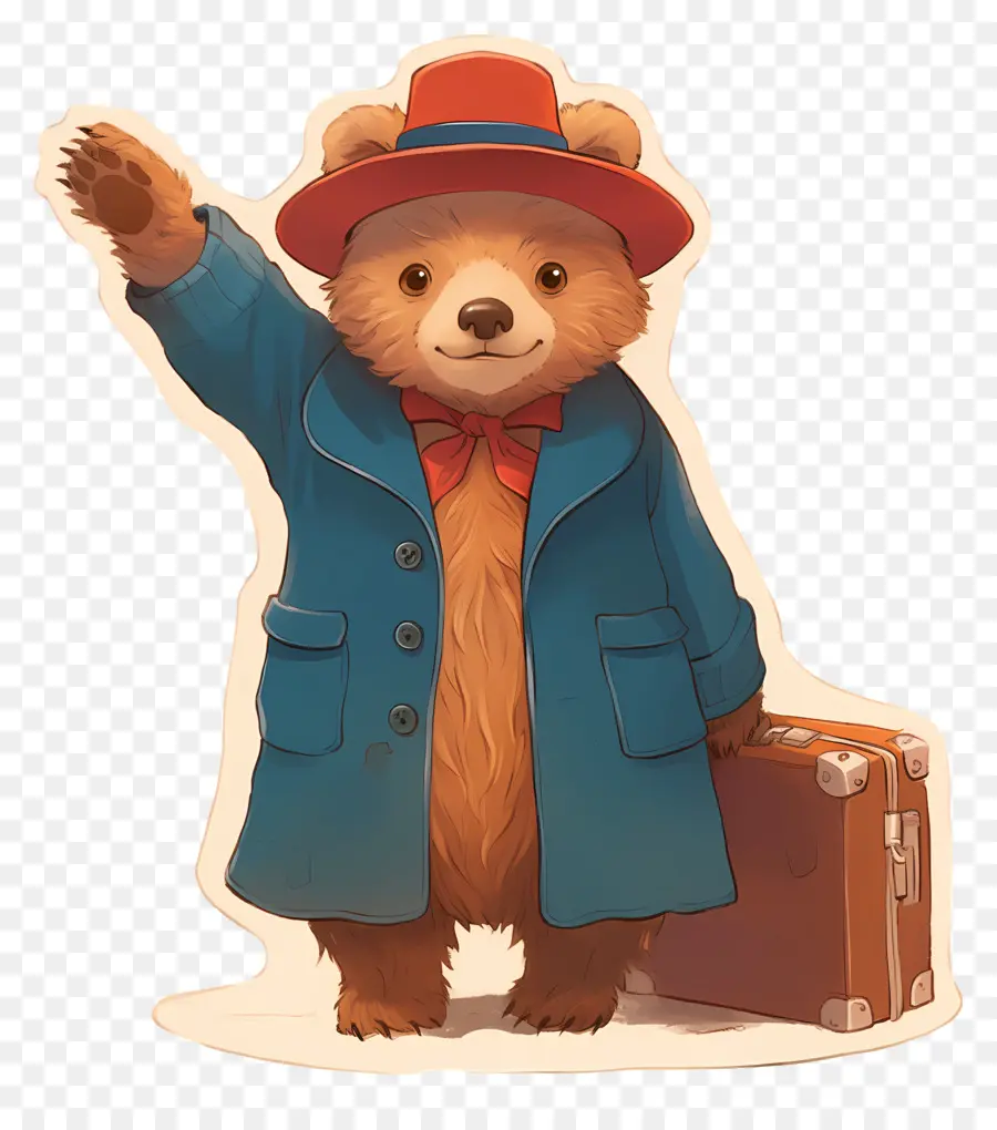 Paddington，Beruang Dengan Topi Merah Dan Koper PNG