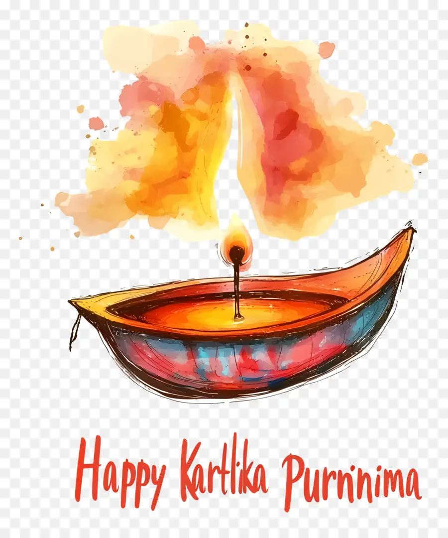 Selamat Karthika Purnima，Diya Tunggal Dengan Api PNG