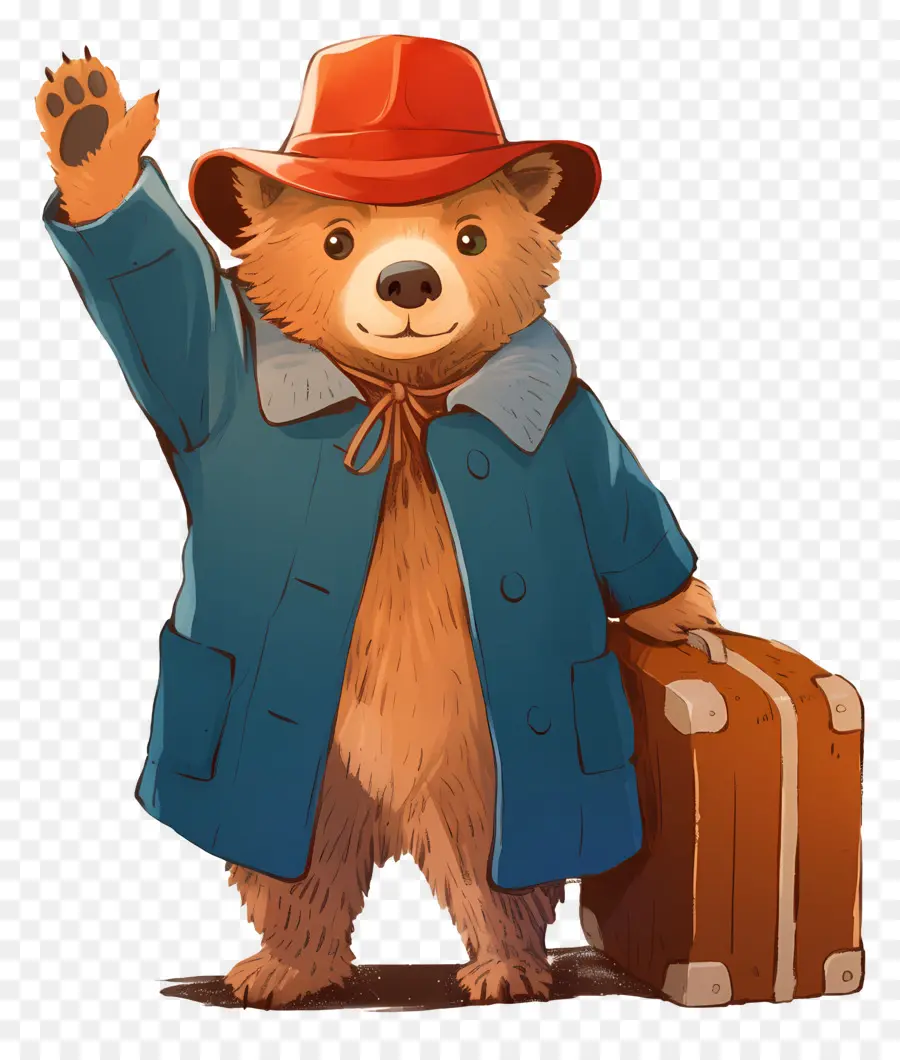 Paddington，Beruang Dengan Topi Merah Dan Koper PNG