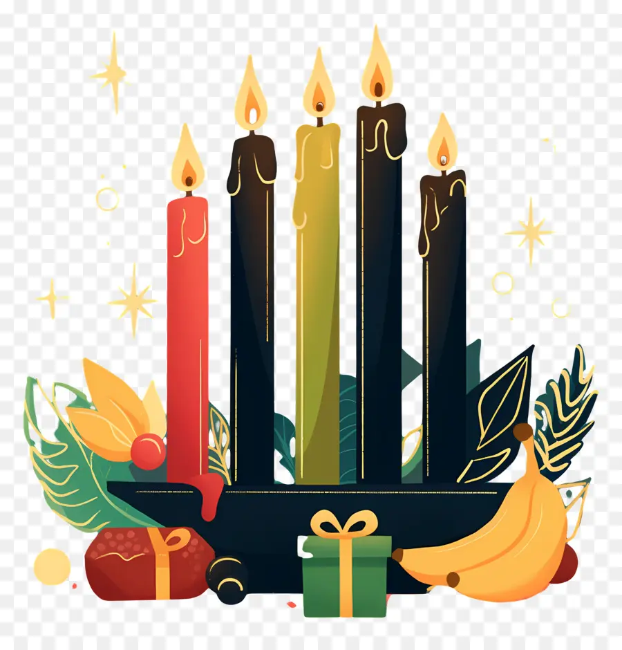 Selamat Kwanzaa，Lilin Berwarna Warni PNG