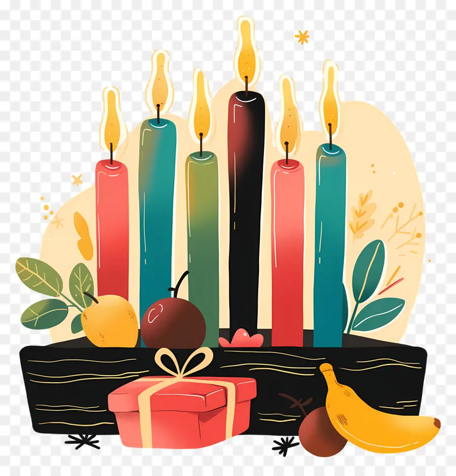 Selamat Kwanzaa，Lilin Berwarna Warni PNG