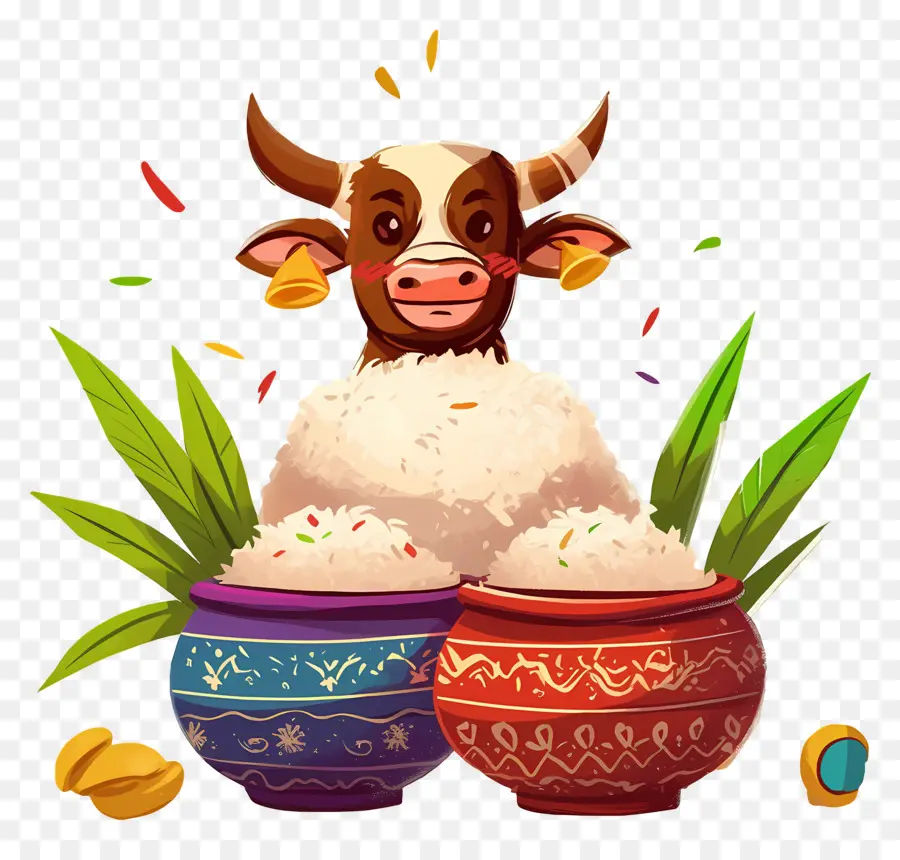 Pongal，Sapi Hias Dengan Pot PNG